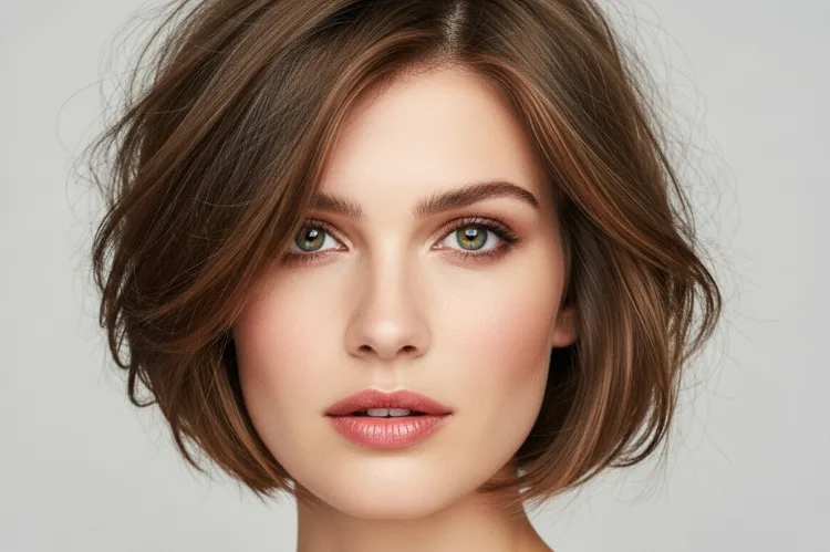 Woman with an oval face wearing a versatile pixie bob haircut.