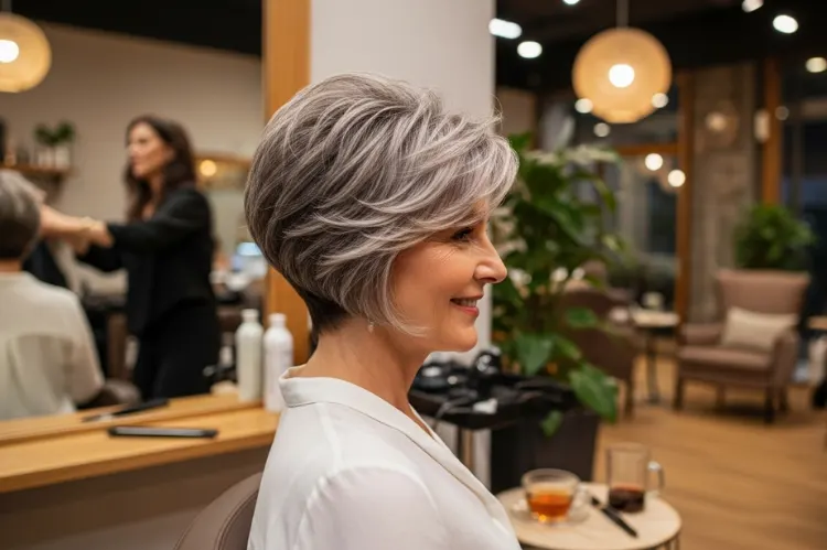 A creative haircut combining pixie and bob features—short back, longer front.