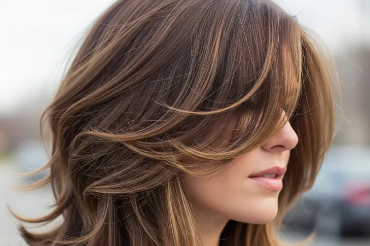 A lived-in textured medium cut with varied point-cut layers that give an organic.