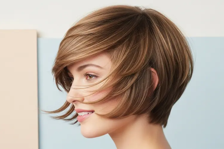 A feathered pixie cut with soft, delicate layering that overlaps beautifully.