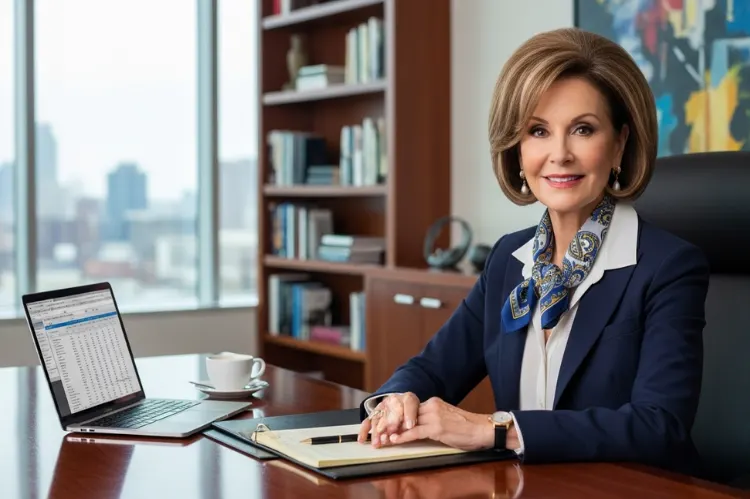 Woman in her late 60s with a bob haircut styled.
