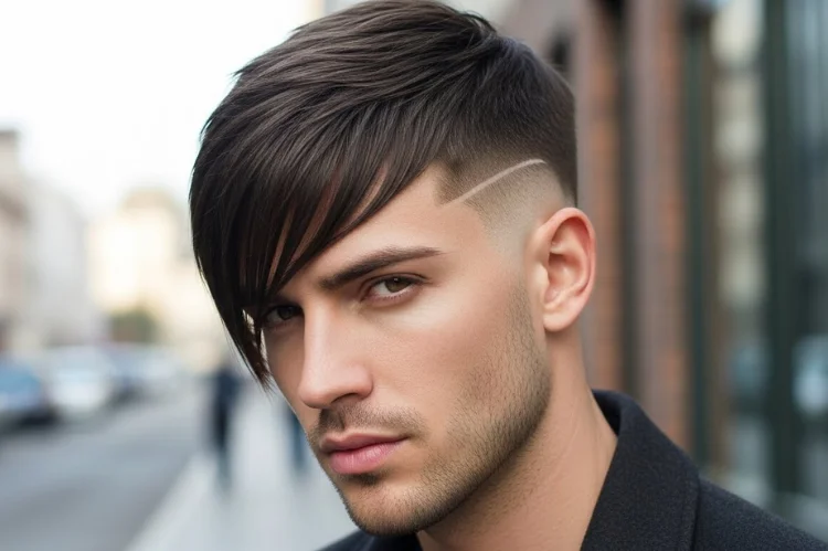 Classic taper fade on straight hair, clean neckline, timeless barber precision.