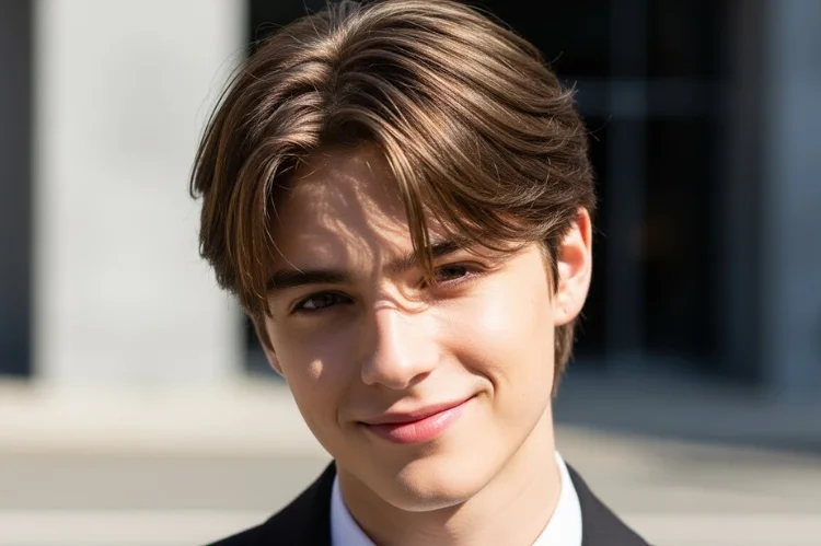 K-pop inspired straight hair haircut, youthful trendy aesthetic.