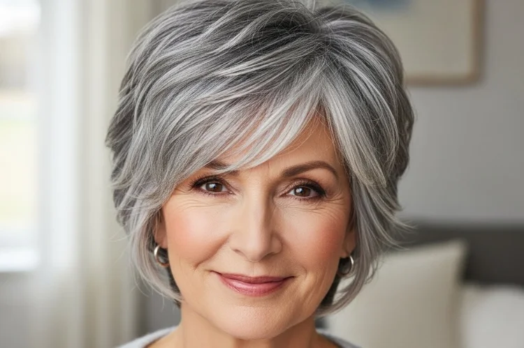 A textured crop haircut with choppy layers adding fullness to thin hair. Stylish and practical.