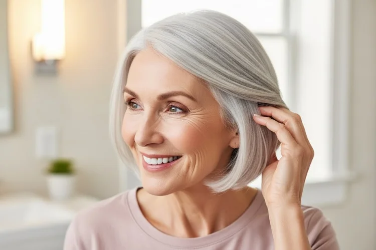 Clean, shiny fine hair after clarifying rinse.