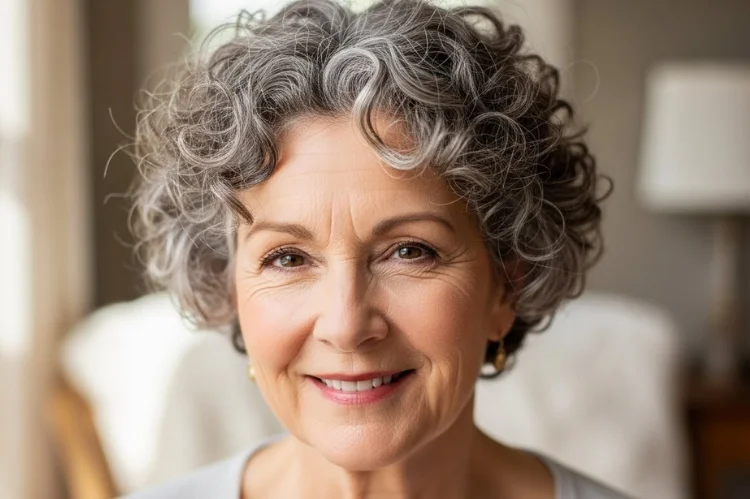 A curly pixie haircut on fine hair, embracing natural curls for volume.