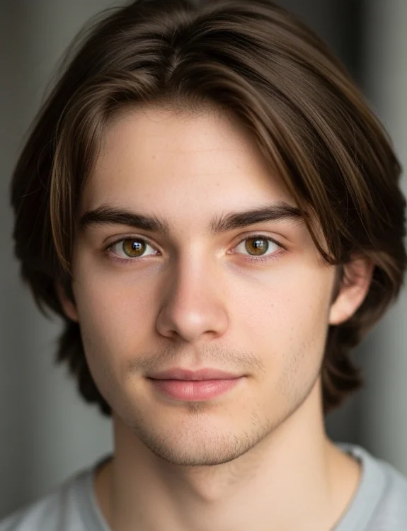 Medium length middle part male with curtain effect