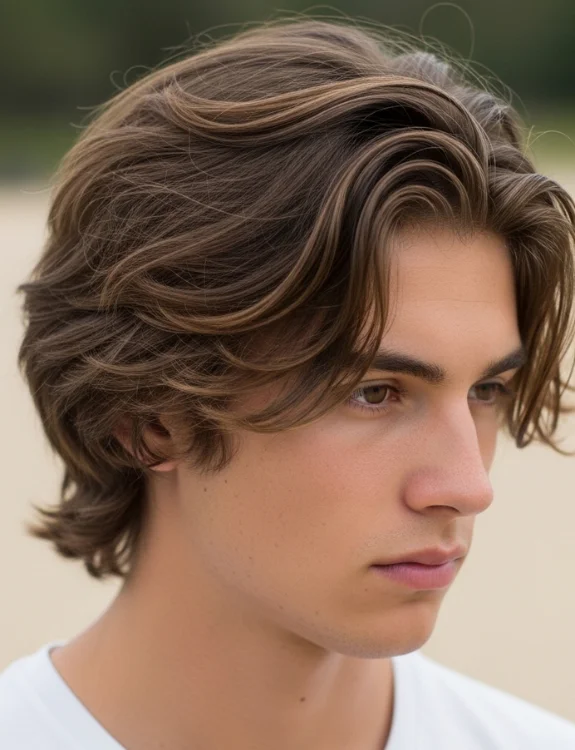 Middle part flow hairstyle men natural wave and movement hairstyle. 