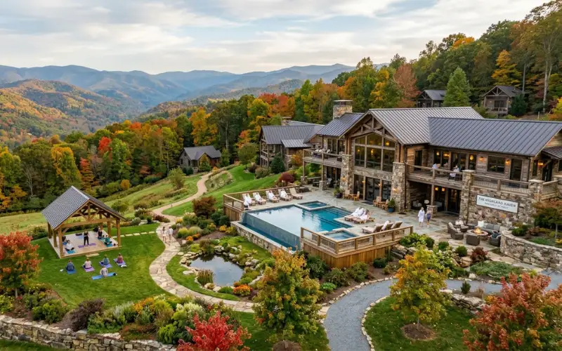 Luxury countryside wellness retreat in the Great Smoky Mountains.