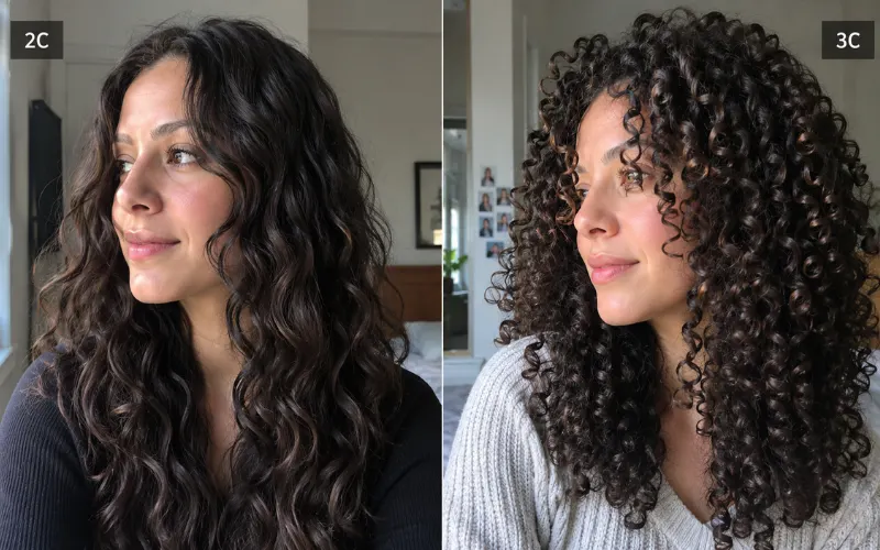 2C and 3C curly hair comparison.
