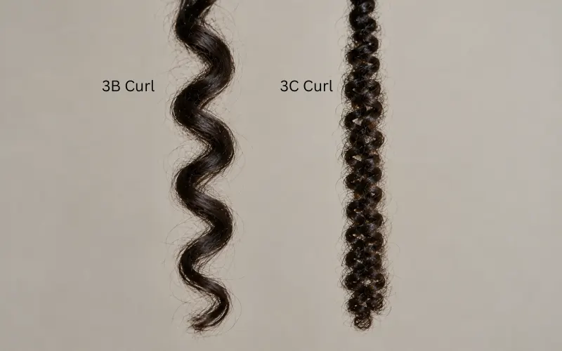 Labeled comparison of 3B curl and 3C curl strands.