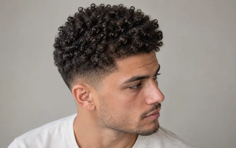 Side profile of a man with tightly coiled hair and a faded haircut.